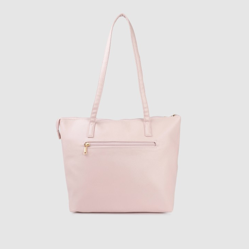 Pink Leather Structured Shoulder Bag
