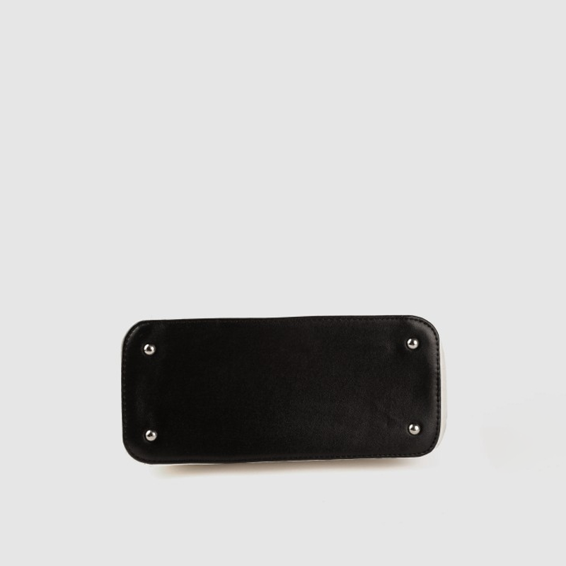 White Textured PU Structured Handheld Bag